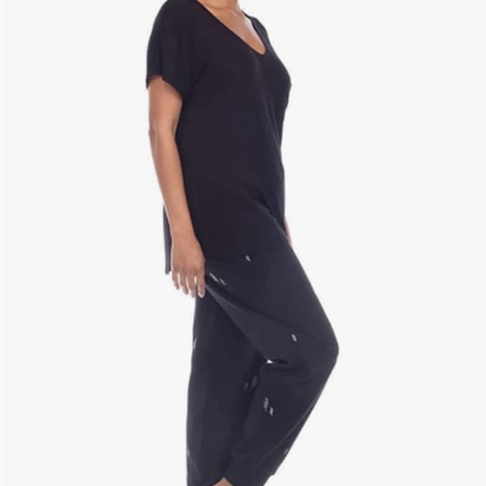 Honeydew Ladie 2 Piece Embroidered Lounge set Size S Black NWT